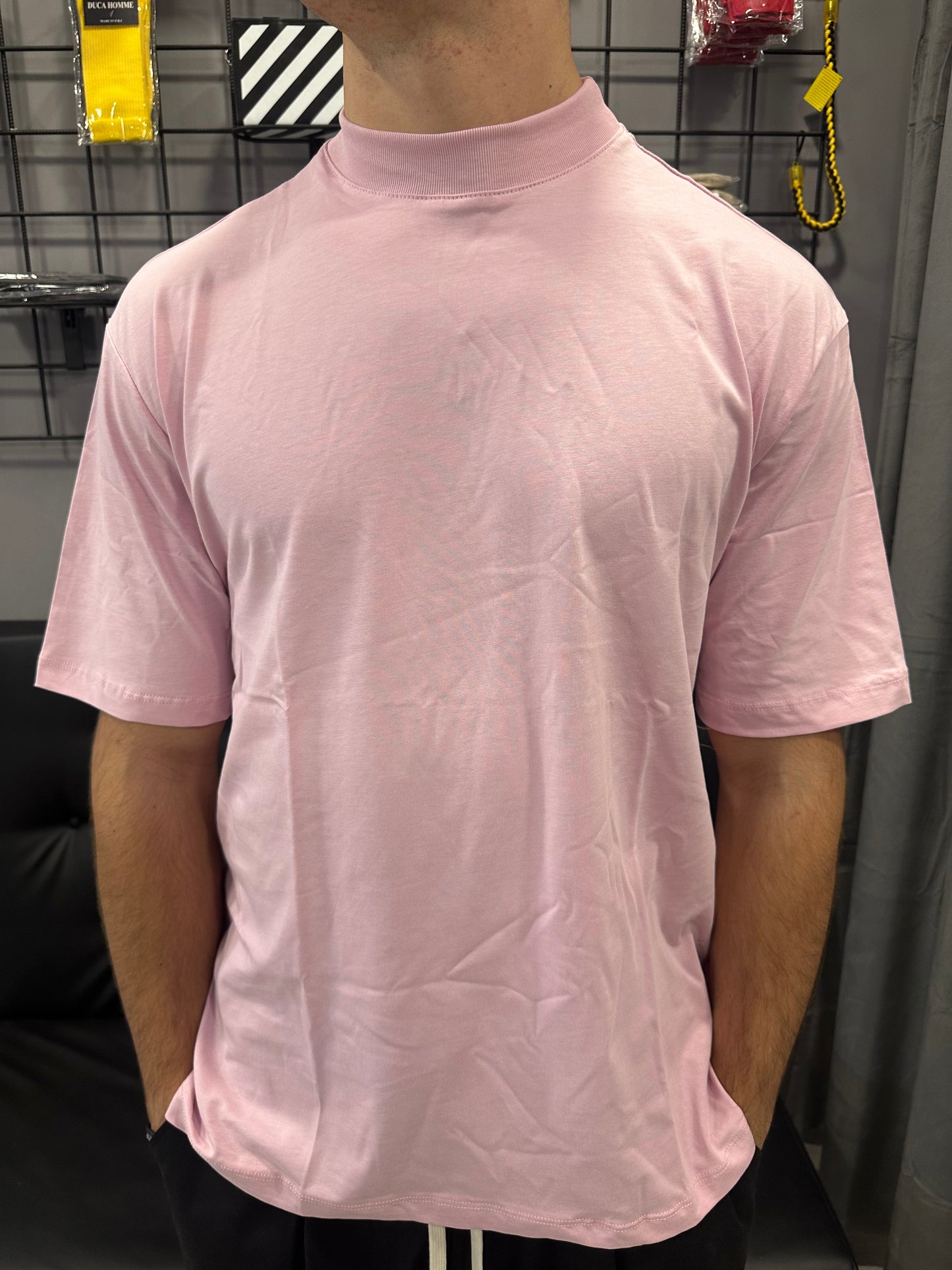 T-shirt collo alto rosa