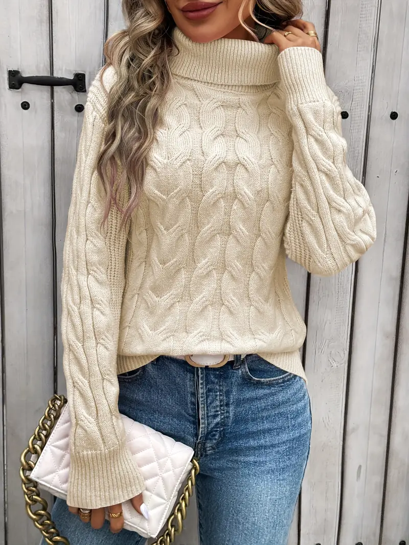 Maglione donna intrecciato collo alto