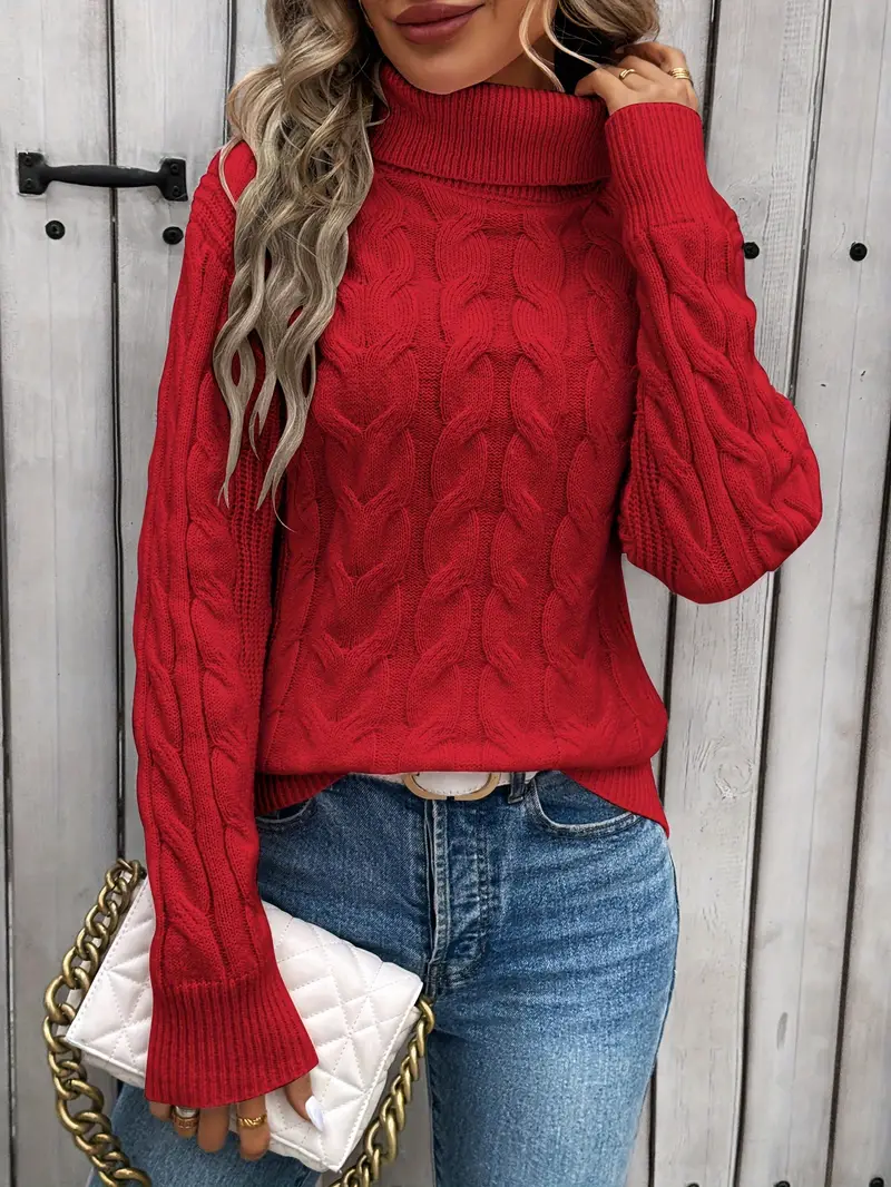 Maglione donna intrecciato collo alto
