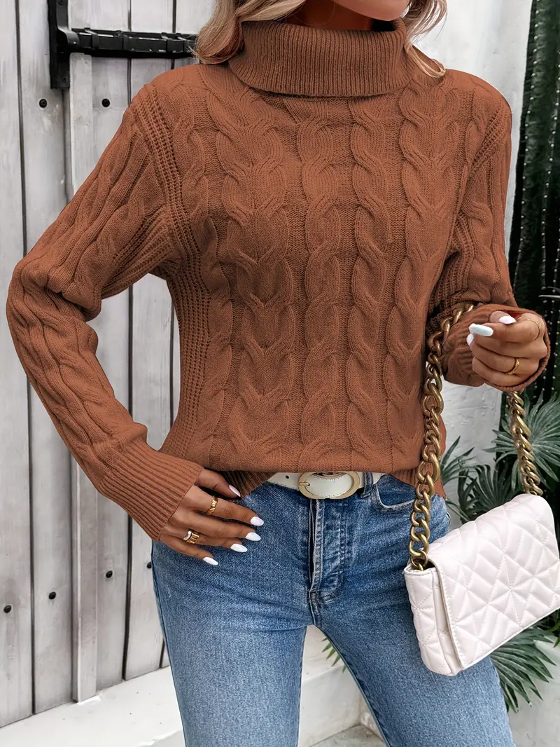 Maglione donna intrecciato collo alto