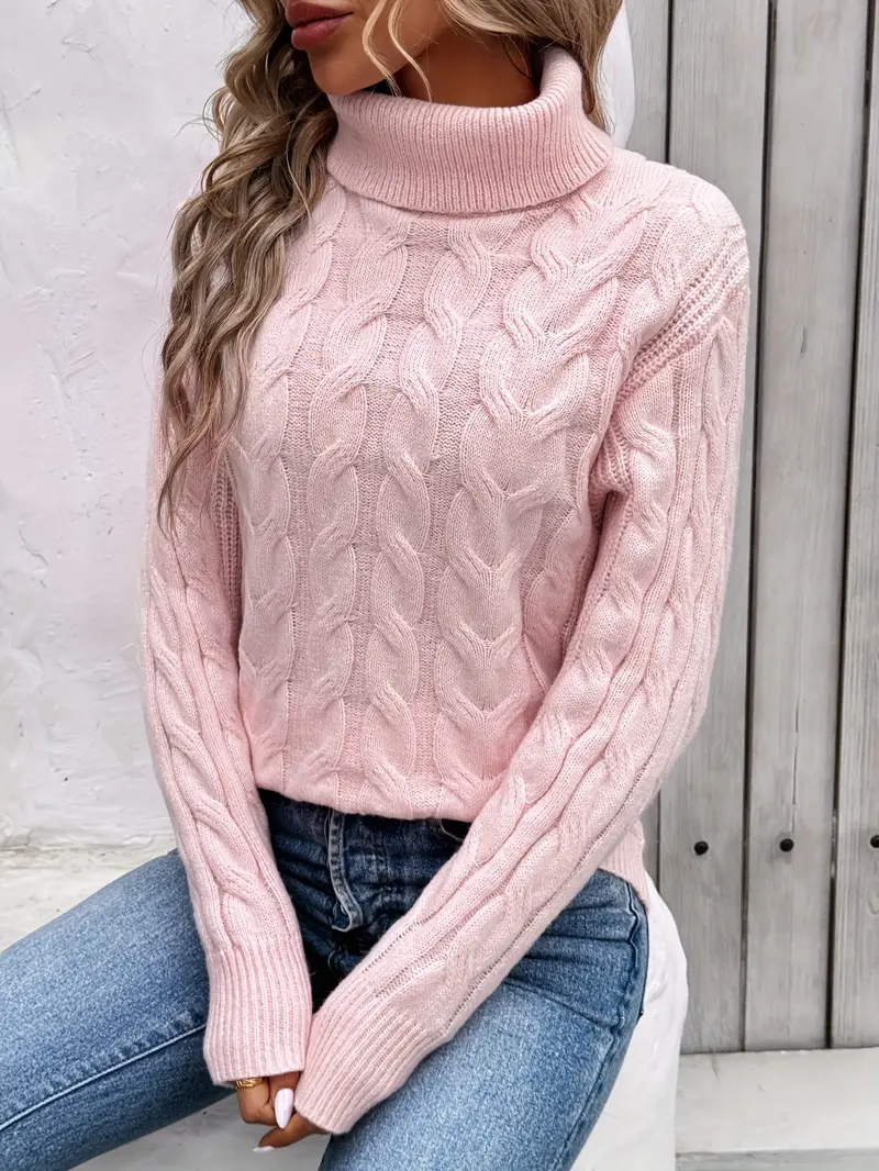 Maglione donna intrecciato collo alto