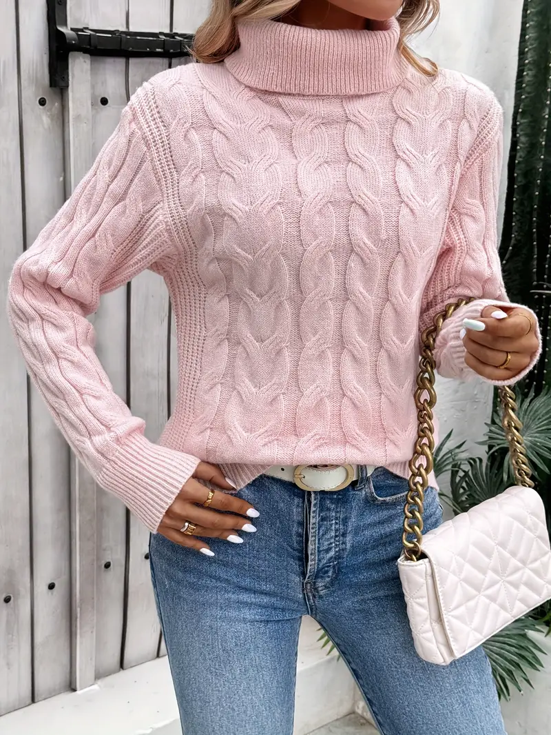 Maglione donna intrecciato collo alto