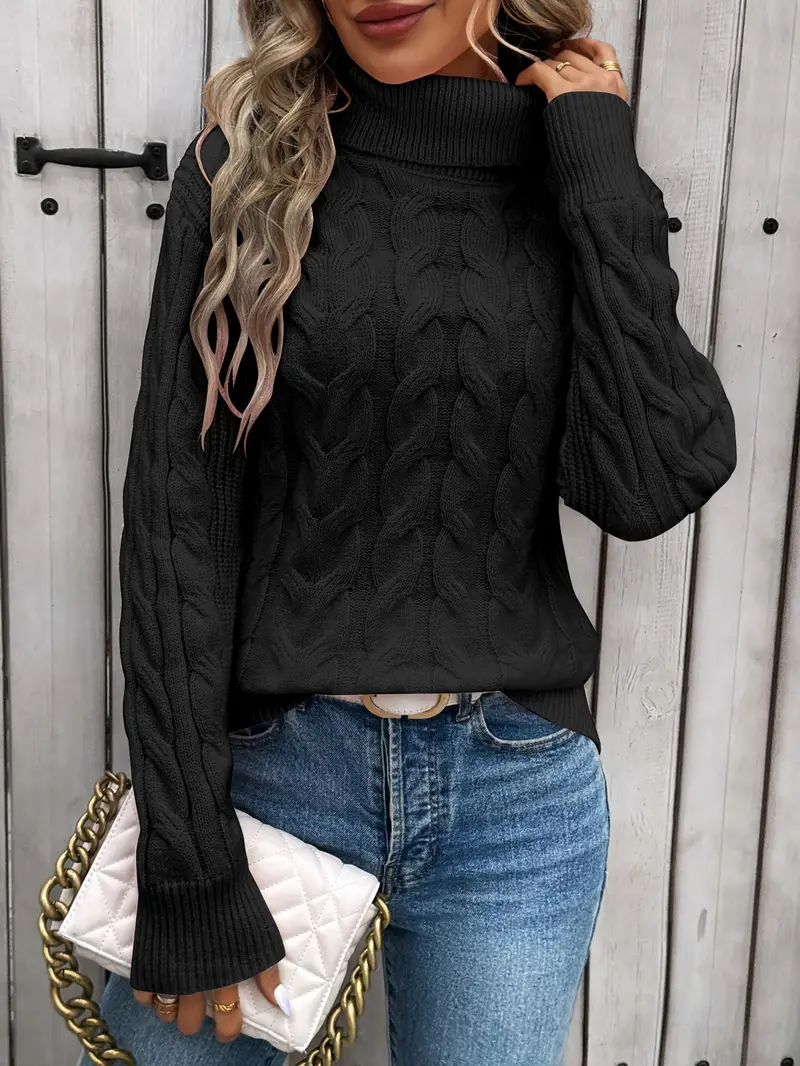 Maglione donna intrecciato collo alto