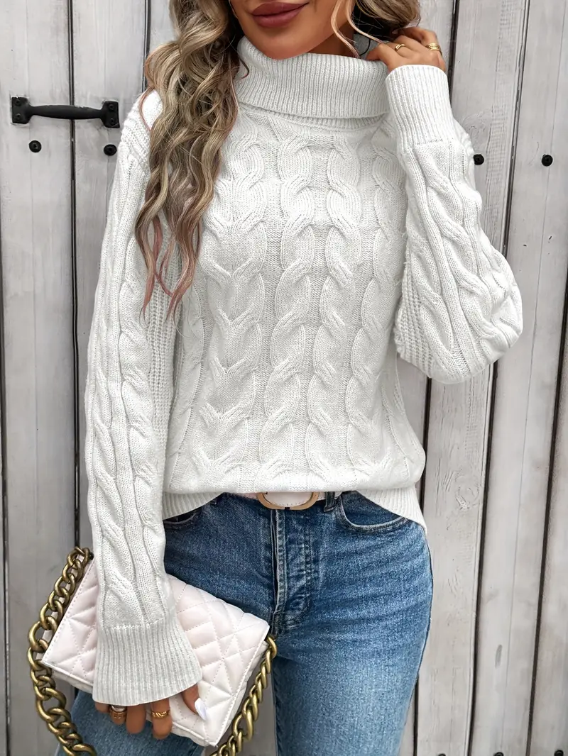 Maglione donna intrecciato collo alto