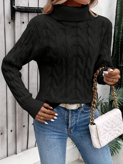 Maglione donna intrecciato collo alto